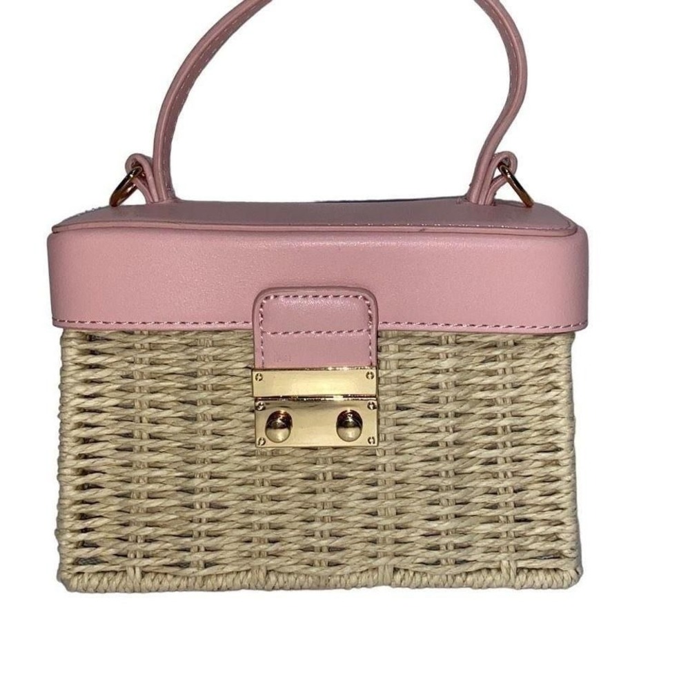 Like Dreams Women's Woven Straw Pink Top Cover Summer Handbag‎